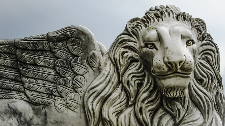 Кипр, Ларнака, Крылатый лев, Лев, Крылья, Статуя, скульптура