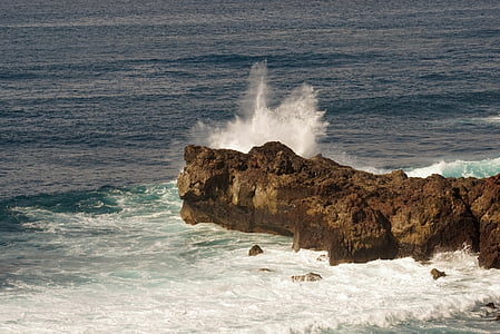 El golfo, Lanzarote, Atlantijas, Surf, akmeņains krasts, Ocean surf, jūra