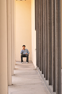 waiting, architecture, modern, building, man, perspective, design