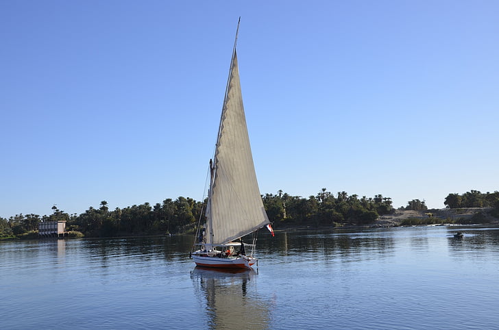 Egitto, Feluca, Nilo, mezzo di trasporto marittimo, barca a vela, barca a vela, vela