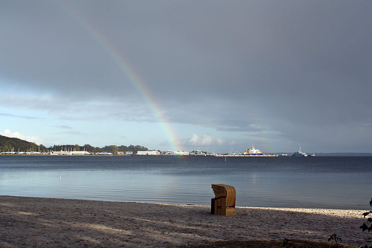 chaise de plage, mer Baltique, humeur, atmosphère, Chillout, arc en ciel, Eckernförde