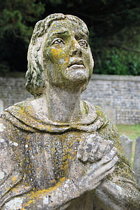 statue de, cimetière de l’église, Memorial, priant, sculpture, Figure, triste