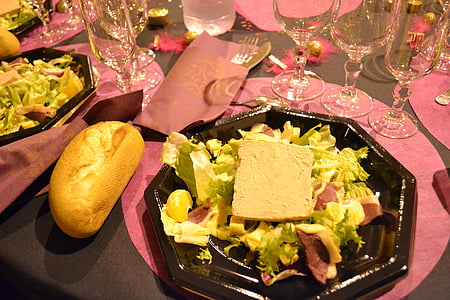 foie gras, repas de Noël, coutellerie, plaque, couteau, lunettes, fête