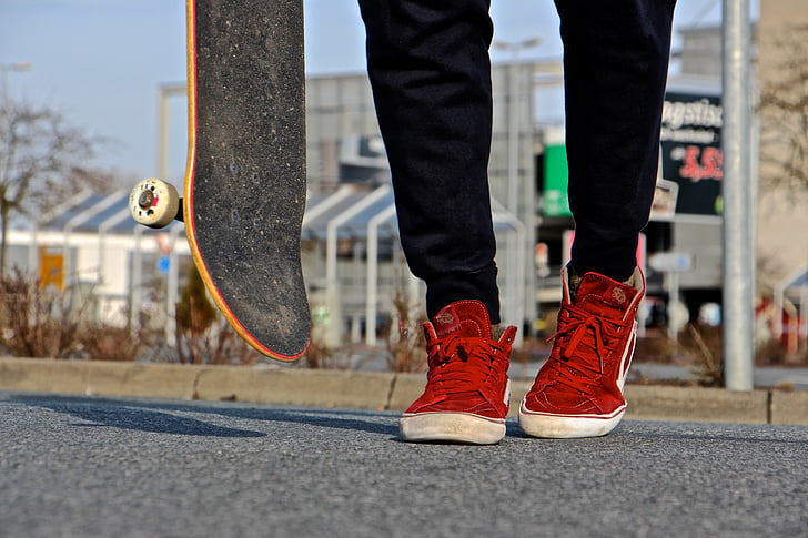 jongen, man, gaan, skateboard, stijl, jonge man, menselijke