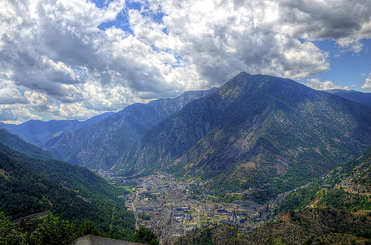 la vella, Andorra, hegyek, Pyrénées, Glen, tonemap, hegyi