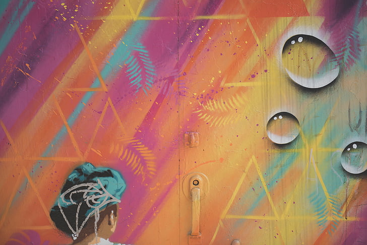 druppel, water, graffiti, muurschildering, spray verf, kunst, kleuren