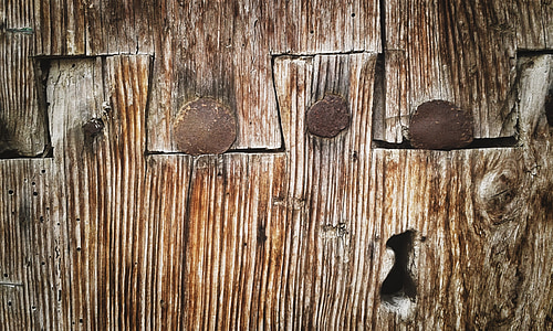 dveře, staré, dřevo, hřebíky, zámek, rustikální, Starý dům