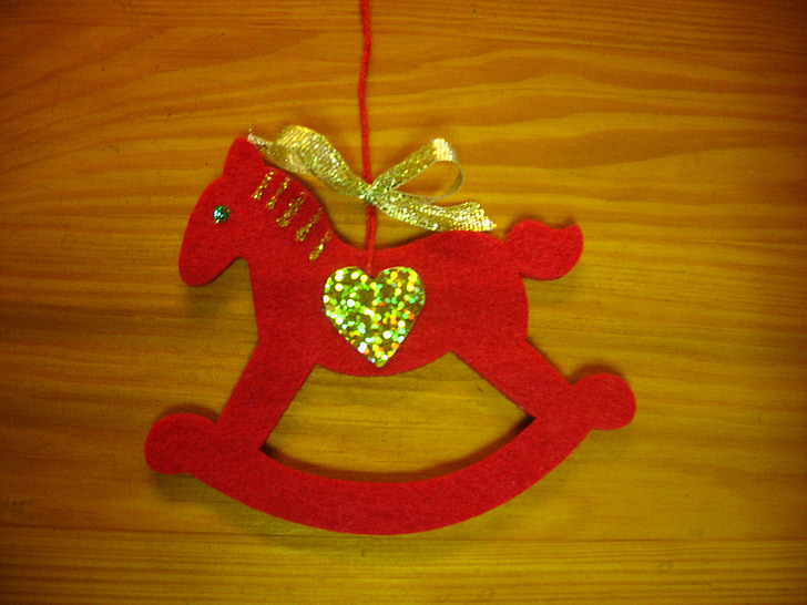 hesten, Konik, vedhæng, ornament, juletræ, hjerte, Gud