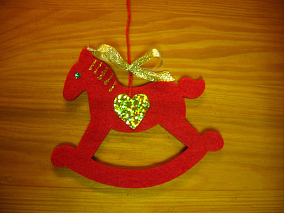 hesten, Konik, vedhæng, ornament, juletræ, hjerte, Gud