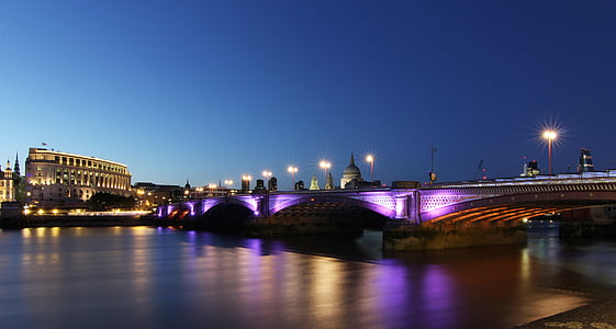 most, pod vodstvom, luči, mostovi, sunrising, rek, osvetljeni