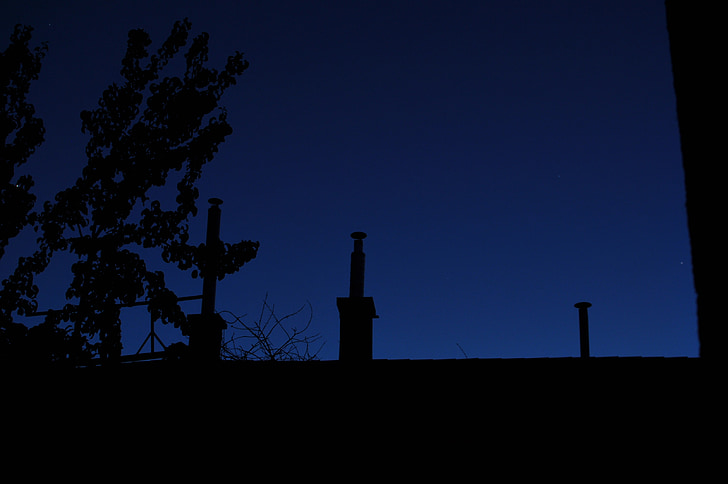 chimney, dark, at night, nightfall