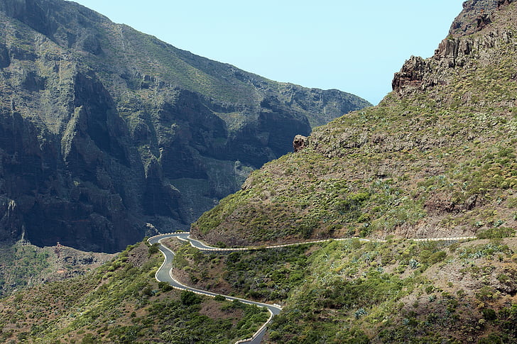 streamery, horskej ceste, Tenerife, Príroda, Zobrazenie, Španielsko, Ostrov