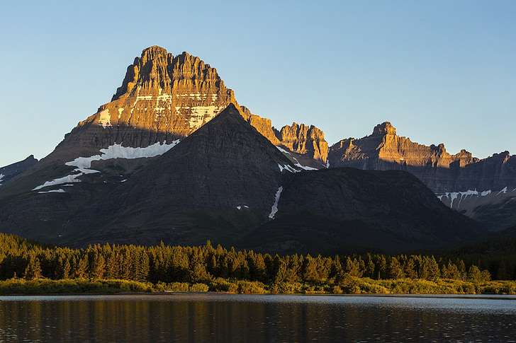 Mount wilbur, Napkelte, táj, festői, vadonban, Glacier nemzeti park, Montana
