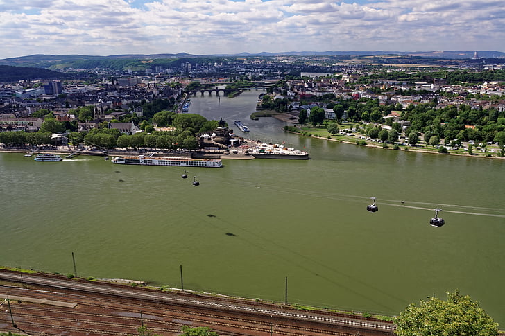 Rhine, utama, Jerman corner, Koblenz, pemandangan, Sungai, air