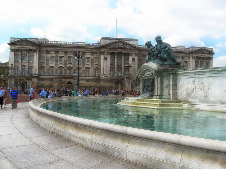 Poreallas, vesi, rakennus, Buckingham, Palace, Lontoo, arkkitehtuuri