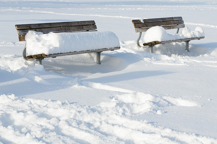 зимни, сняг, пейка, седалка, банка, зимни, сняг
