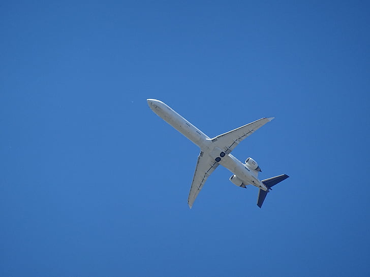 เครื่องบิน, ผู้โดยสารเครื่อง, ท้องฟ้า, สีฟ้า, เทคโนโลยี, รายละเอียด, วิง