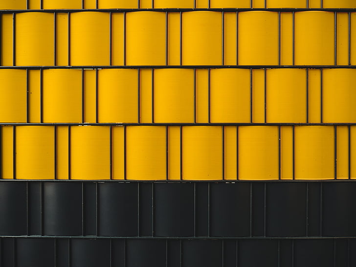 rumena, črna, steno, oblikovanje, arhitektura