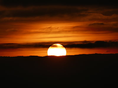 puesta de sol, sol, cielo, rojo, fregadero, Acerca de, bola de sol
