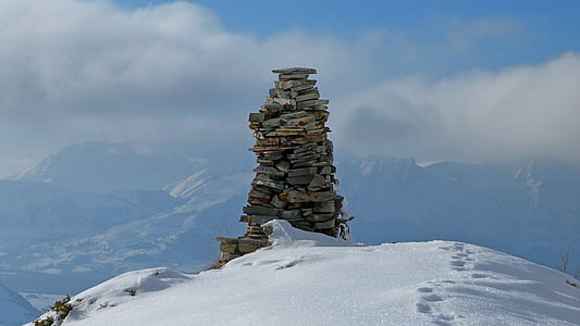 paysages, paysage d’hiver, nature, montagnes, Cairn, Beacon, pierres