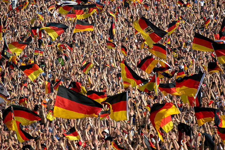 Menge, Fußball, Deutschland, Flagge, Nationalismus, Weltmeisterschaft, Deutschland-Flagge