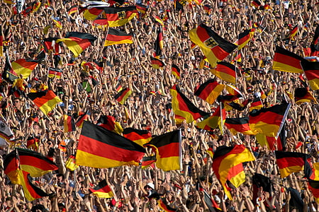 folla, gioco del calcio, Germania, bandiera, nazionalismo, Campionato del mondo, Bandierina della Germania