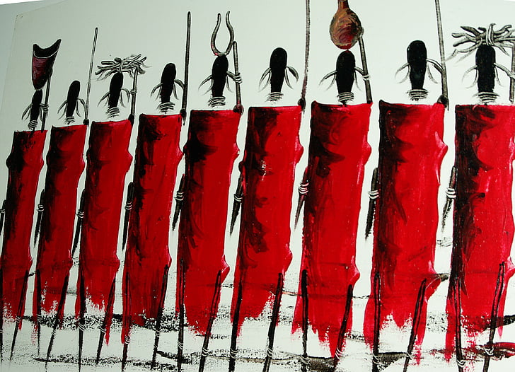 Maasai, Afrika, bojovníci, Maľba