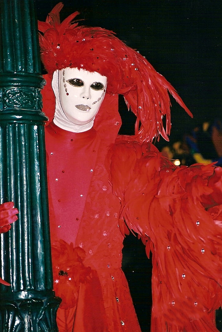 Carnaval, maskers, Venetië, deelvenster, kostuum, verplaatsen, decoratie