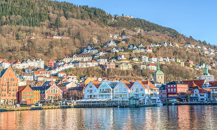 Bergen, Norwegia, Architektura, Harbor, wody, Bryggen, Skandynawia
