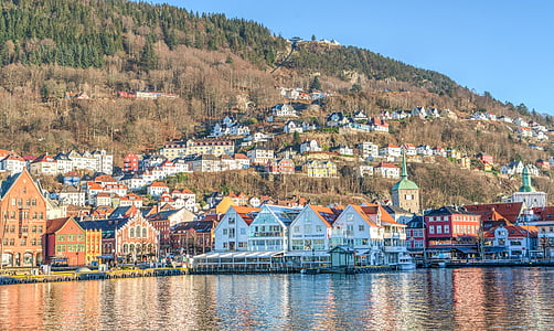 bergen, Norge, arkitektur, hamnen, vatten, Bryggen, Scandinavia