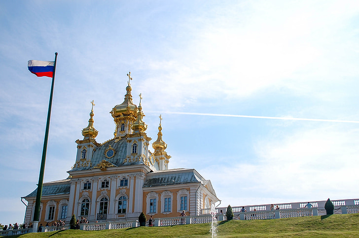 kristinusko, kirkko, kultaiset kupolit, Ortodoksisuus, Venäjä, Venäjän lippu, loisto