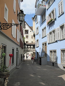 Road, staden, Flims, Schweiz, Street, arkitektur, hus
