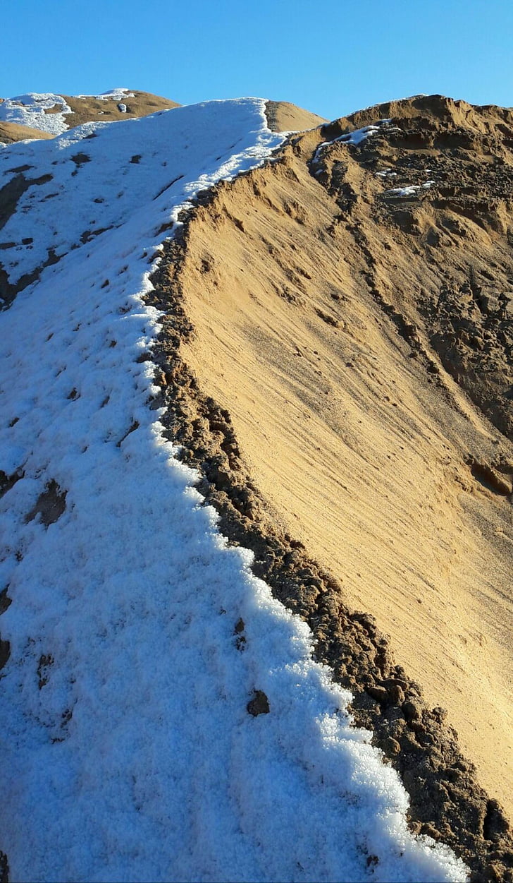 dune, snow, sand, snowy, mountain, contrast, duenenkamm