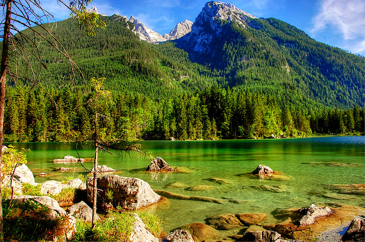Ramsau, Hintersee, Bavaria, bavaria superioară, Berchtesgaden, Munţii, Lacul
