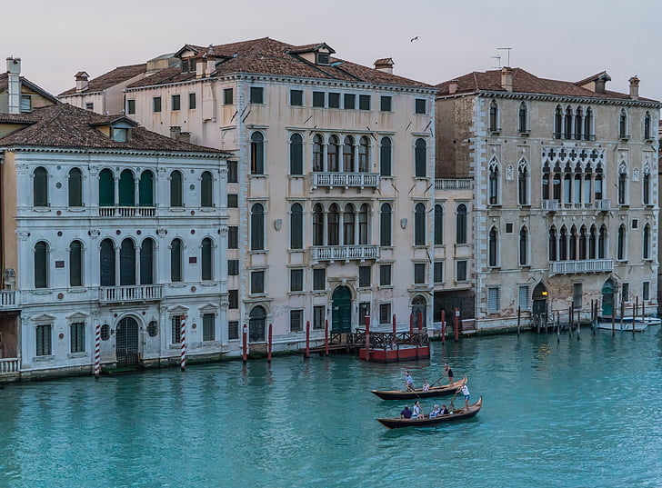 architecture, boats, buildings, canal, city, gondolas, grand canal