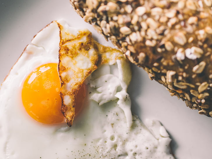 sunnyside, egg, plate, bread, food, breakfast, food and drink