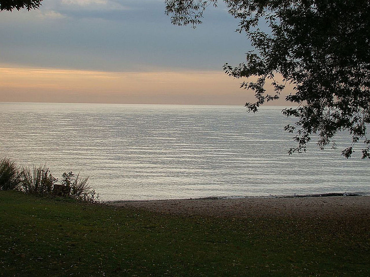 озеро, води, небо, дерево, узбережжя, Сутінки, Канада