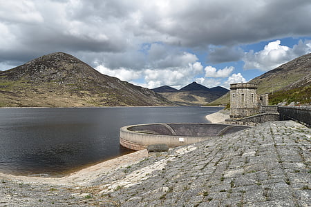 vale tranquilo, Irlanda do Norte, montanhas, reservatório de água, o tanque, paisagem, Lago