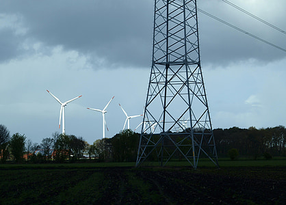energie, windmolens, Wind, windräder, beurt, Oost-Friesland, huidige
