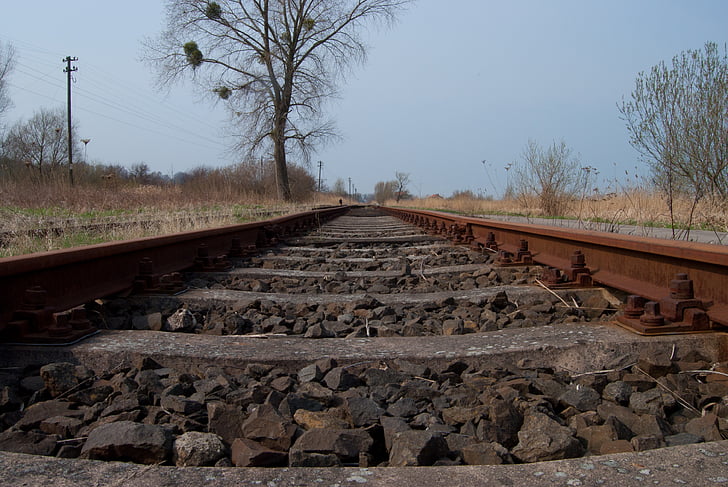 Railroad tracks, spoorwegen, dwarsliggers, spoorweg track, vervoer, staal, trein