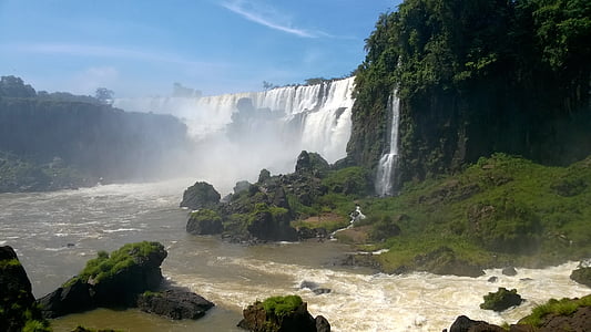 cataratte, Foz iguaçu, cielo, Rio, cascata, foresta, viaggio