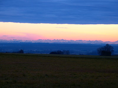 alpin, montagnes, ciel du soir, séchoir à cheveux, temps de séchage, Alpenblick, vue à distance