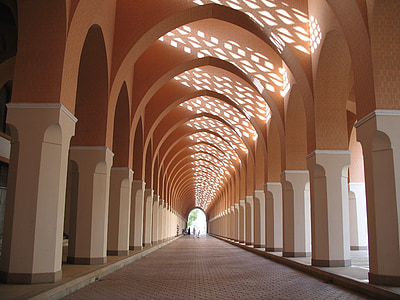Mesquita, arcade, corredor, interior, Perspectiva, Meca, l'Islam