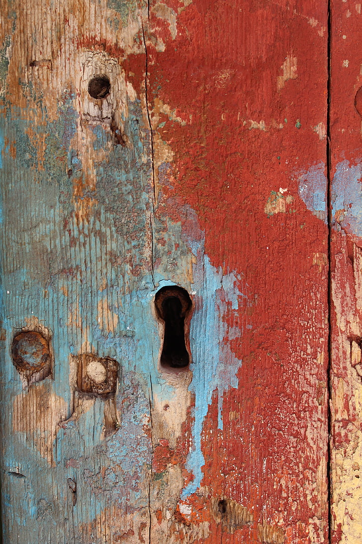 keyhole, paint, grunge, distressed, wood, texture, wood - Material