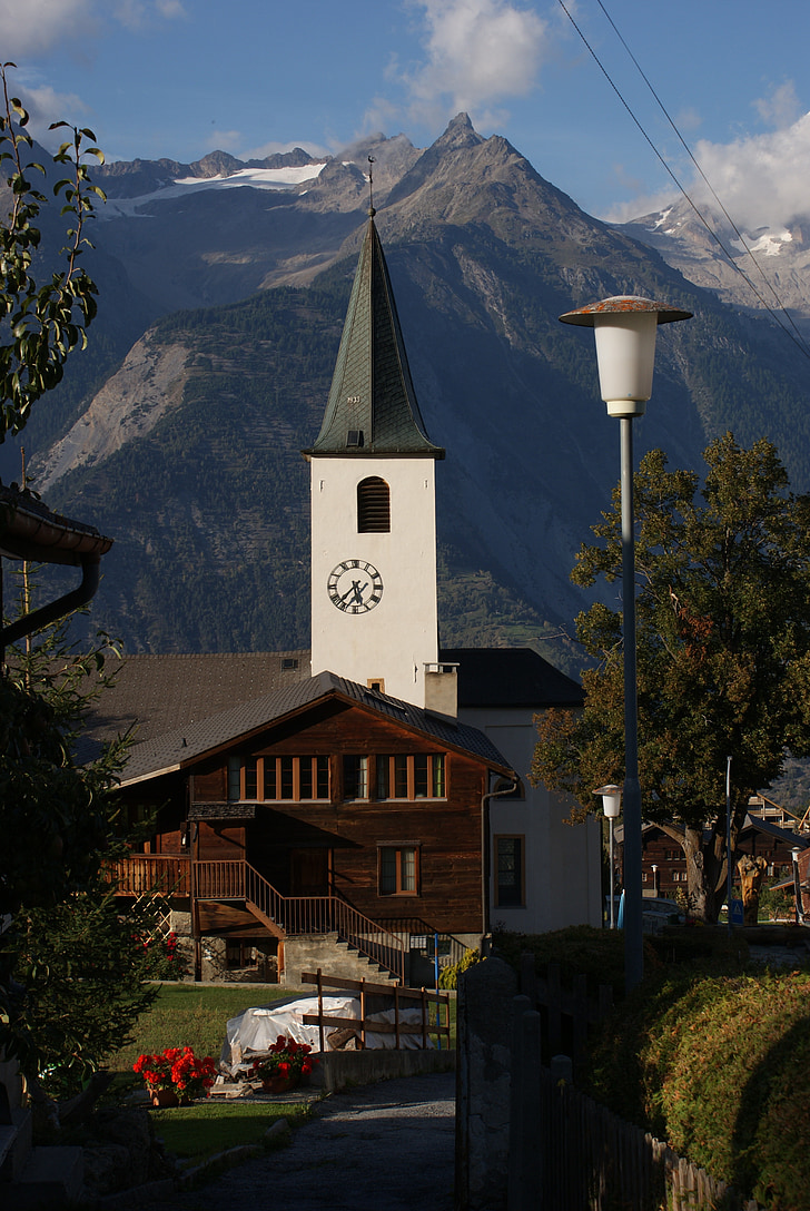 kyrkan, kultur, Valais, Alpin, Schweiz