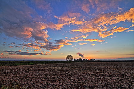 paddies, po valley, vercelli, vercellese, campaign, hdr, sunset