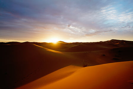 natura, Desert, nisip, Dune, soare, cer, nori