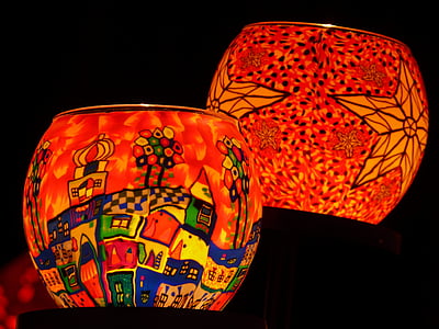 lanterns, lighting, light, lamp, colorful, color, orange