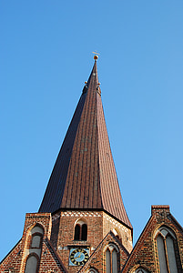 尖塔, アスキュー, salzwedel, 建物, 教会, 傾斜, タワー
