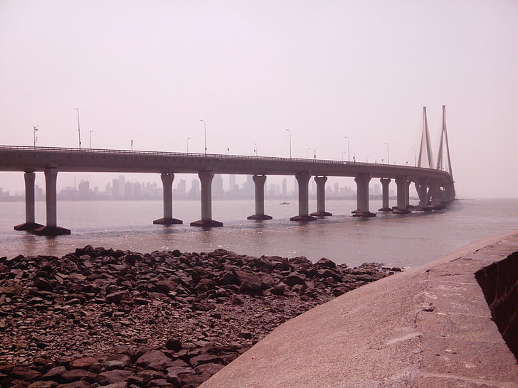 Bandra-tenger worli tengeri link, tengeri link, Mumbai, híd - ember által létrehozott építmény, tenger, építészet